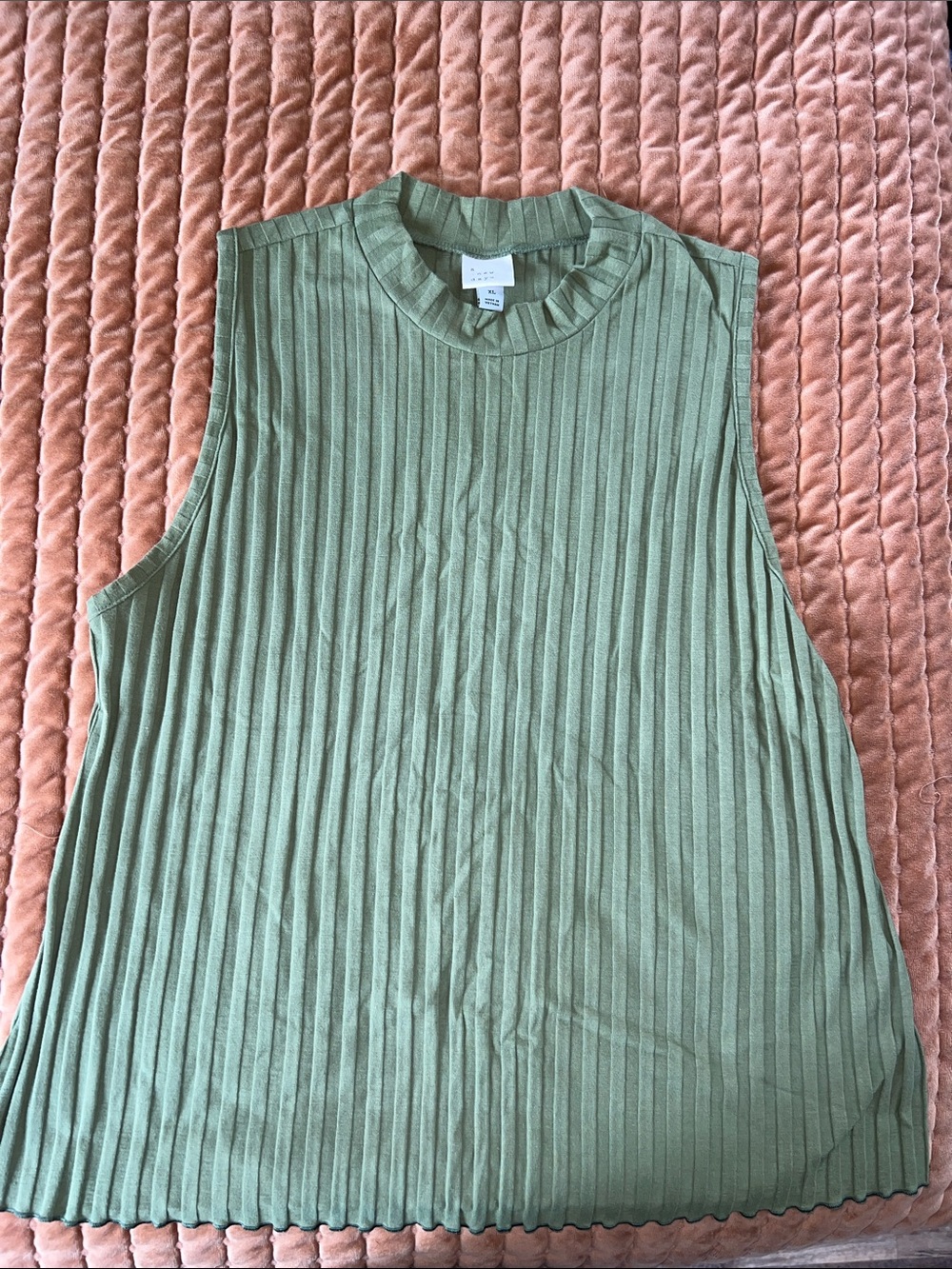 Target Olive Green Ribbed Mock Neck Tank Top